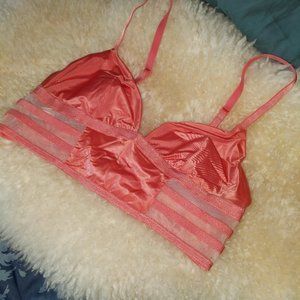 Satin Pink Victoria's Secret Bralette Mesh and Strappy Small